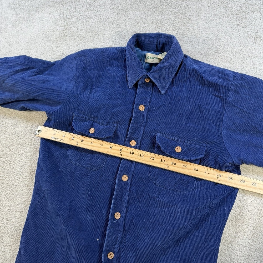 Vintage St Johns Bay Shacket Mens Small Blue Corduroy Quilt Lined Shirt Jacket - Picture 4 of 7